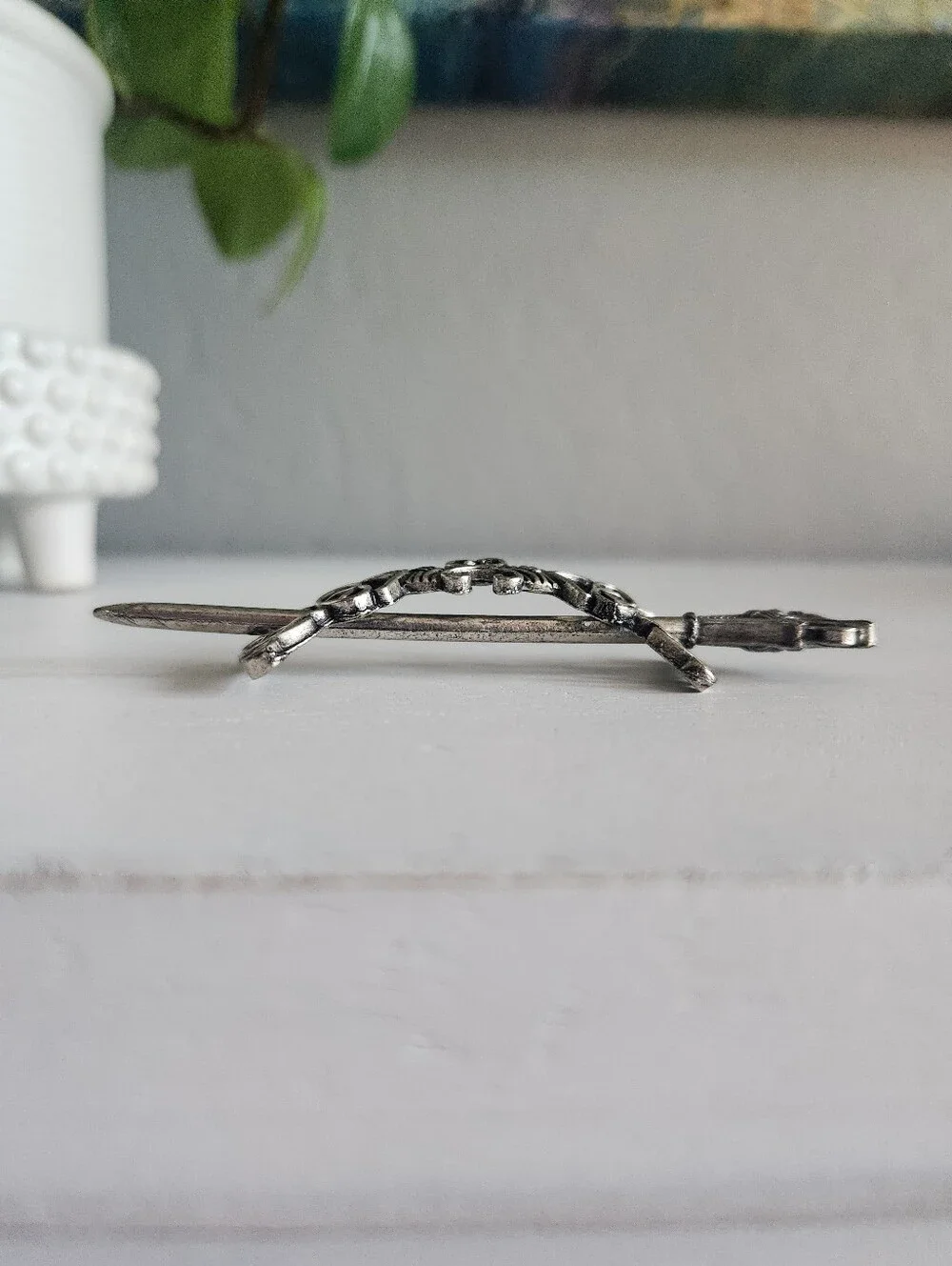 Viking-inspired Dragon Hair Pin Barrette with Celtic Knot Detailing